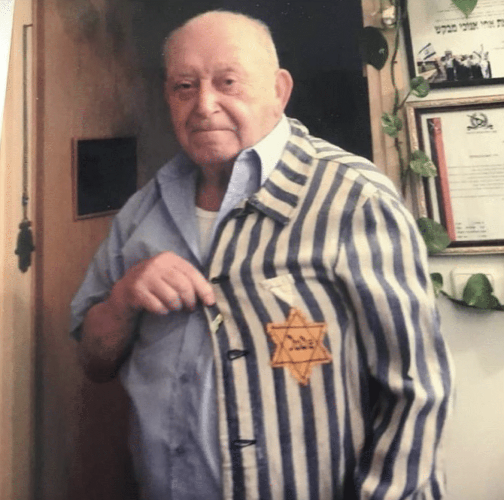 Gal Gadot's grandfather in the Auschwitz uniform he wore as a teenager (Instagram // @GalGadot)
